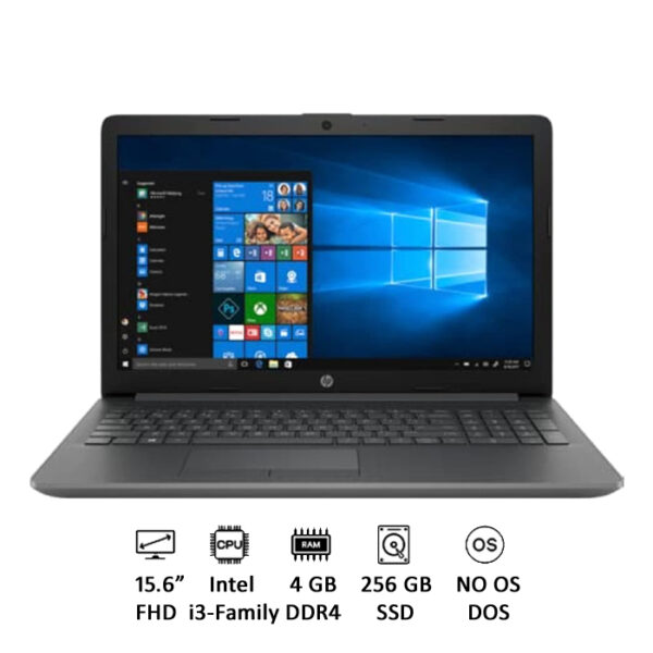 لابتوب إتش بي 15-dw3034nx، معالج Intel Core i3-1125G4، ذاكرة RAM سعة 4 جيجابايت، قرص SSD سعة 256 جيجابايت، شاشة 15.6 بوصة HD مضادة للتوهج، تصميم Jet Black Mesh Knit، بدون نظام تشغيل (Free DOS)
