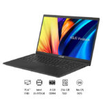 لابتوب أسوس فيفوبوك X1500EA-BQ3644، معالج Intel Core i3-1115G4 من الجيل الحادي عشر، ذاكرة RAM سعة 4 جيجابايت + 16 جيجابايت Intel Optane، قرص SSD سعة 256 جيجابايت، شاشة 15.6 بوصة FHD، رسومات مشتركة Intel UHD، بدون نظام تشغيل (Free DOS)، لون أسود (Indie Black)