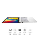 لابتوب أسوس فيفوبوك E1504GA-NJ340، معالج Intel Core i3-N305 (8 نوى)، ذاكرة RAM سعة 8 جيجابايت، قرص SSD سعة 512 جيجابايت، شاشة 15.6 بوصة FHD، رسومات Intel UHD، بدون نظام تشغيل (Free DOS)، اللون الفضي الرائع (Cool Silver)