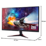 ⁦شاشة الألعاب أيسر نيترو VG270 Sbmiipx مقاس 27 بوصة بدقة فل إتش دي، لوحة IPS، تردد حتى 165 هرتز مع تقنية فري سينك، وزمن استجابة يصل إلى 0.1 مللي ثانية، مزودة بمنافذ DisplayPort وHDMI، باللون الأسود⁩ - الصورة ⁦5⁩