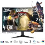 Acer ED271P3bmiipx Gaming Monitor, 27-inch Curved FHD, VA Panel, 180Hz Refresh Rate, 1ms Response Time, Dual HDMI, DisplayPort, Audio Out, Black