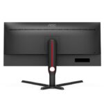 ⁦شاشة الألعاب AOC U34G3XM مقاس 34 بوصة – دقة WQHD 3440×1440، معدل تحديث 144 هرتز، زمن استجابة 1 مللي ثانية، لوحة VA، تقنية Adaptive Sync، نسبة عرض 21:9، منافذ HDMI + DisplayPort، اللون الأسود مع لمسات حمراء⁩ - الصورة ⁦8⁩