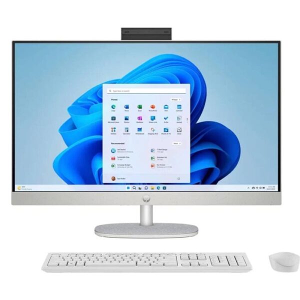 كمبيوتر HP 27-CR0002I الكل في واحد – معالج Intel Core i7-1355U، ذاكرة 16 جيجابايت، تخزين 512 جيجابايت SSD، شاشة 27 بوصة تعمل باللمس FHD، بلوتوث، أبيض