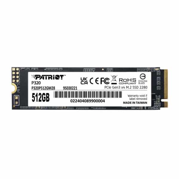 Patriot P320 512GB M.2 2280 PCIe Gen 3x4 SSD – Up to 3000MB/s Read, 2200MB/s Write Speed, High-Speed Storage for Gaming & Performance