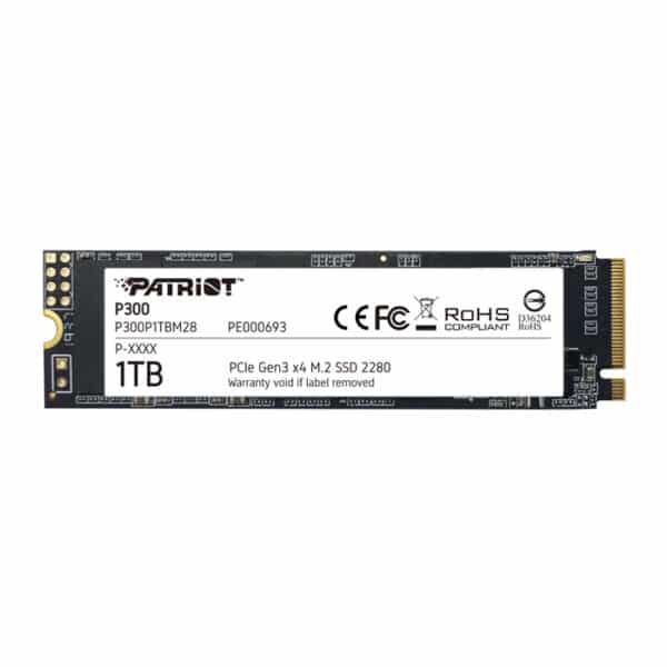 Patriot P300 1TB M.2 2280 PCIe Gen3x4 NVMe SSD – Up to 3000MB/s Read & 2000MB/s Write Speeds