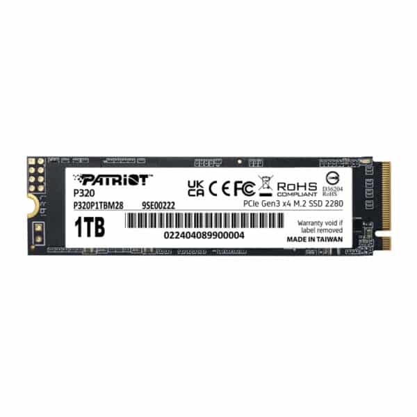 Patriot P320 1TB M.2 2280 PCIe Gen 3x4 SSD – Up to 3000MB/s Read Speed, 2200MB/s Write Speed, High-Performance Storage for Gaming & Data-Intensive Applications