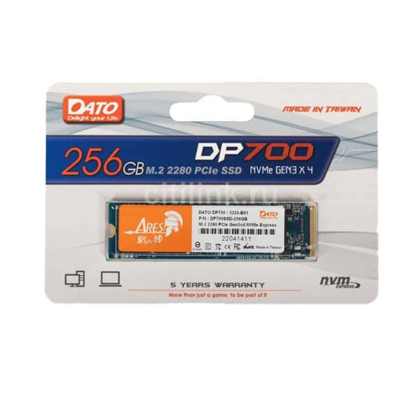 وحدة تخزين SSD داتو DP700 بسعة 256 جيجابايت M.2 2280 PCIe Gen 3x4 – سرعة قراءة تصل إلى 2500 ميجابايت/ثانية، سرعة كتابة تصل إلى 1700 ميجابايت/ثانية، أداء عالي السرعة للألعاب والاستخدام المهني