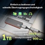 ⁦وحدة تخزين SSD محمولة إ جي اي ED198 بسعة 1 تيرابايت – سرعة قراءة تصل إلى 1050 ميجابايت/ثانية وسرعة كتابة تصل إلى 1000 ميجابايت/ثانية، تخزين خارجي لأجهزة الكمبيوتر المحمولة والمكتبية⁩ - الصورة ⁦3⁩