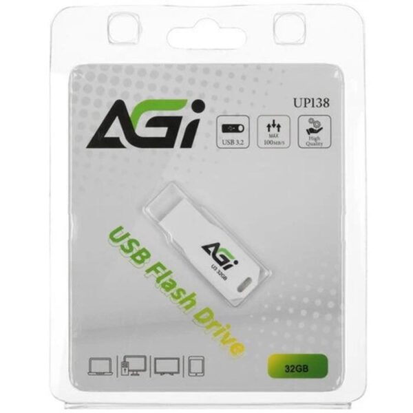 فلاش AGI – سعة 32 جيجابايت – USB 3.2 – أبيض – موديل AGI032GBWUP138