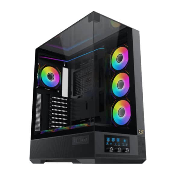 كيس كمبيوتر - XIGMATEK VISION PRO (أسود/أبيض) E-ATX مع مراوح ARGB وتحكم عن بعد