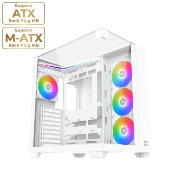 كيس الألعاب XIGMATEK AQUA V ATX مع 7 مراوح – اللون الأبيض