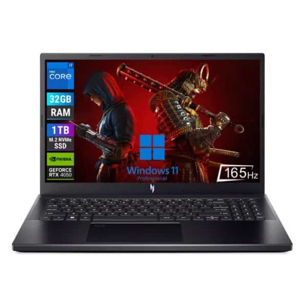 أيسر نيترو ANV15 (NH.QQEEM.009) – معالج Intel Core i7-13620H، ذاكرة 32 جيجابايت DDR5، تخزين 1 تيرابايت SSD، شاشة 15.6 بوصة FHD بتردد 144Hz، بطاقة رسومات NVIDIA GeForce RTX 4050 بسعة 8 جيجابايت، نظام Windows 11