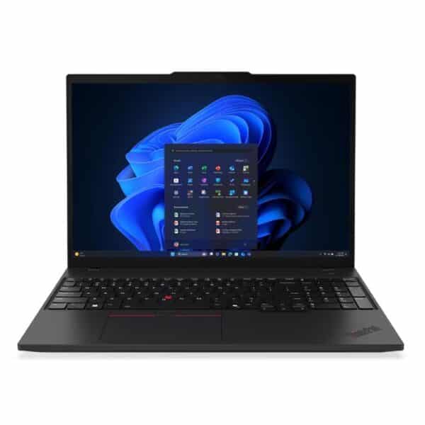 لاب توب لينوفو ثينك باد T16 الجيل الرابع (Intel) – شاشة 16" WUXGA، Intel Core Ultra 7-255U، الرامات 16GB، سعة التخزين 1TB SSD، نظام التشغيل ويندوز 11 برو، لوحة مفاتيح بإضاءة خلفية، قارئ بصمة، ضمان سنتين، اللون أسود